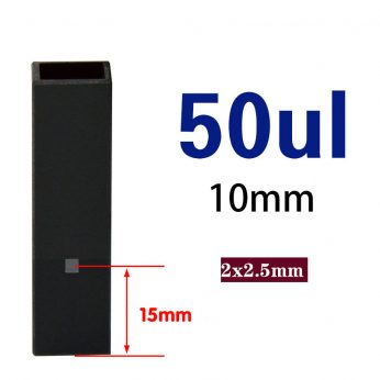 Quartz 10mm All-Black Ultra-Micro
 Cuvette, 50ul, Standard 80, Five-Way Light, PTFE Cap, 1pc/ea, C104CS74