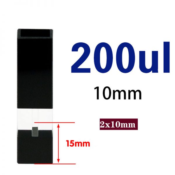 C104CS77 10mm All Black Ultra Micro Cuvette 200ul Five Way Light PTFE Cap 1pc ea