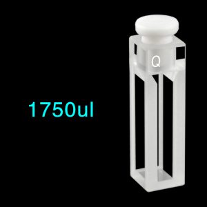 Quartz 10mm Stoppered Micro Fluorescence Cuvette, 1.75 ml, Molded 83, Four-Way Light, PTFE Stopper, 1pc/ea, C104SE10
