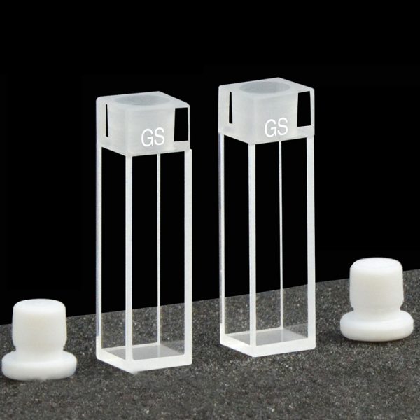 C104SE12 10mm Stopper Glass Cuvette Sample Cell 3.5ml Four Way Light PTFE Cap Pack of Two