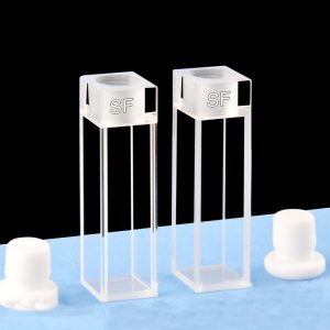 Quartz 10mm Fluorescence Cuvette, 3.5ml, Molded 83, Four-Way Light, Stopper, Pack of Two, C104SE2