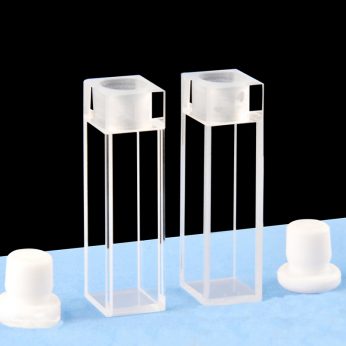 Quartz 10mm Stoppered Fluorescent 
Screw-Cap Cuvette, 3.5ml, Molded 83, Four-Way Light, Stopper, Pack of Two, C104SE8
