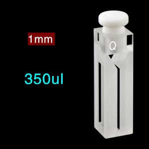 Quartz 10mm Fluorescence Stopper Cuvette, 350ul, Sintered 83, Four-Way Light, Stopper, 1pc/ea, C104SR10