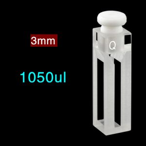 Quartz 10mm Stoppered Fluorescence Micro Cuvette, 1.05ml, Sintered 83, Four-Way Light, Stopper, 1pc/ea, C104SR19