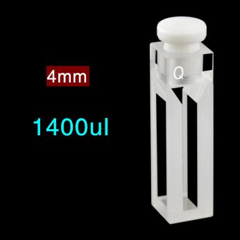 Quartz 10mm Stoppered Fluorescence 
Micro Cuvette, 1.4ml, Sintered 83, Four-Way Light, Stopper, 1pc/ea, C104SR20