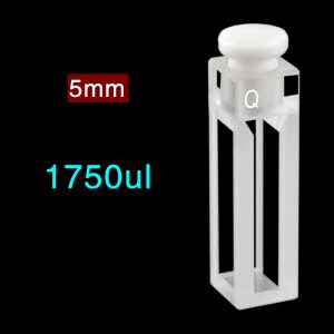 Quartz 10mm Stoppered Micro Fluorescence Cuvette, 1.75 ml, Sintered 83, Four-Way Light, PTFE Stopper, 1pc/ea, C104SR21
