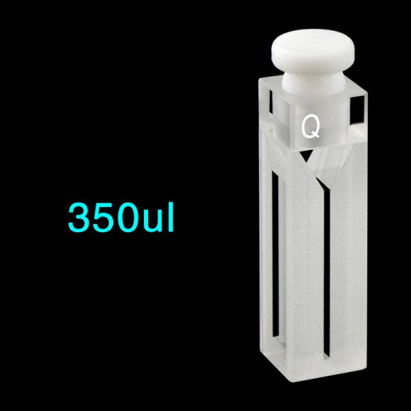 C104SR28 10mm Stoppered Micro Cuvette 0.35ml Four Way Light Stopper 1pc ea
