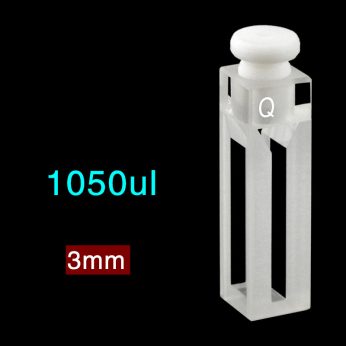 Quartz 10mm Capped Micro Cuvette, 1050ul, Sintered 83, Four-Way Light, Stopper, 1pc/ea, C104SR4
