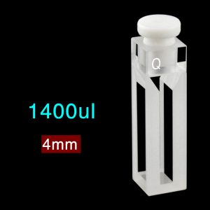 Quartz 10mm Capped Micro Cuvette, 1400ul, Sintered 83, Four-Way Light, Stopper, 1pc/ea, C104SR6