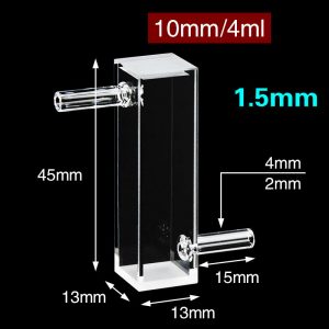 Quartz 10mm Fluorescence Flow Cuvette, 4ml, Molded 83, Four-Way Light, 1pc/ea, C104SS1