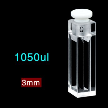 Quartz 10mm Capped Micro Cuvette, 1050ul, Standard 80, Four-Way Light, Stopper, 1pc/ea, C104SS19