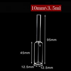 Quartz 10mm Fluorescence Cuvette with Integrated Tubing, 3.5ml, Molded 83, Four-Way Light, 1pc/ea, C104SS2