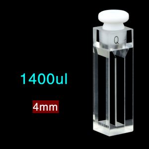 Quartz 10mm Capped Micro Cuvette, 1400ul, Standard 80, Four-Way Light, Stopper, 1pc/ea, C104SS20