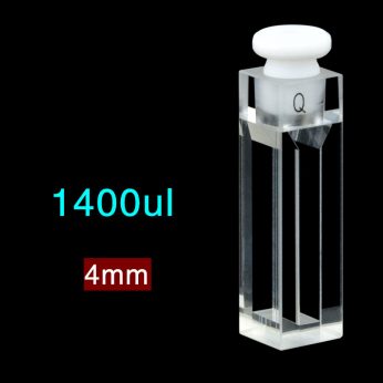 Quartz 10mm Capped Micro Cuvette, 1400ul, Standard 80, Four-Way Light, Stopper, 1pc/ea, C104SS20