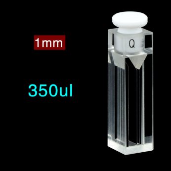Quartz 10mm Capped Micro Cuvette, 350ul, Standard 80, Four-Way Light, Stopper, 1pc/ea, C104SS23
