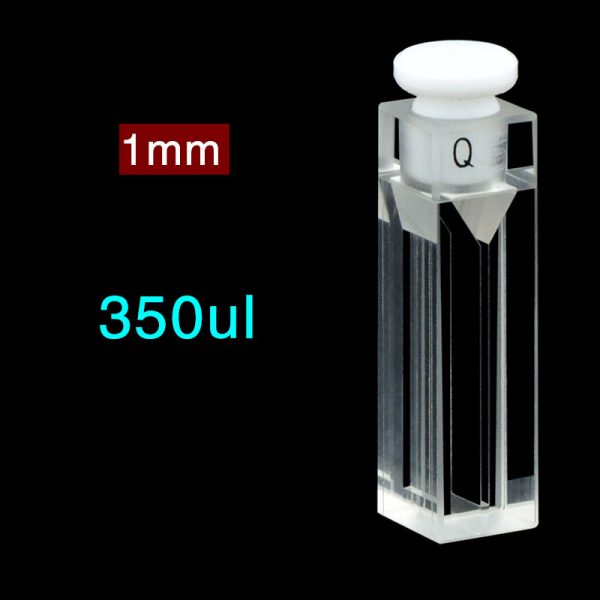 C104SS23 10mm Capped Micro Cuvette 350ul Four Way Light Stopper 1pc ea