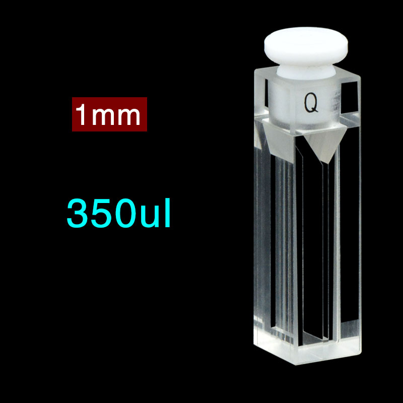 Quartz 10mm Fluorescence Stopper Cuvette, 350ul, Standard 80, Four-Way Light, Stopper, 1pc/ea, C104SS24