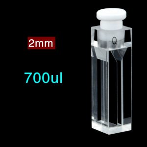 Quartz 10mm Fluorescence Stopper Cuvette, 700ul, Standard 80, Four-Way Light, Stopper, 1pc/ea, C104SS25
