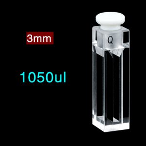 Quartz 10mm Fluorescence Stopper Cuvette, 1050ul, Standard 80, Four-Way Light, Stopper, 1pc/ea, C104SS26