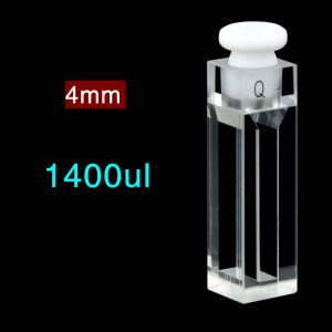 Quartz 10mm Fluorescence Stopper Cuvette, 1400ul, Standard 80, Four-Way Light, Stopper, 1pc/ea, C104SS27