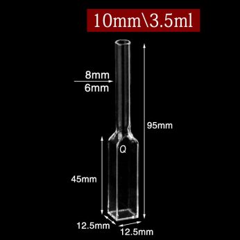 Quartz 10mm Long-Neck Cuvette, 3.5ml, Standard 80, Four-Way Light,  1pc/ea, C104SS4