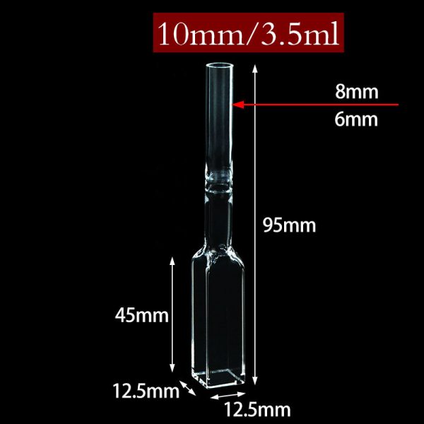 C104SS5 10mm Long Neck Cuvette With Transition Section 3.5ml Four Way Light 1pc ea