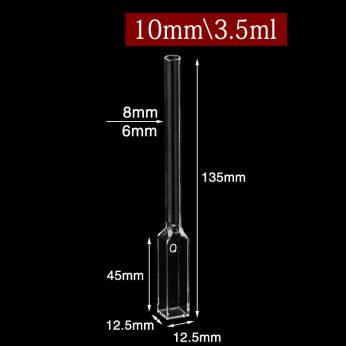 Quartz 10mm Long-Neck Cuvette, 3.5ml, Standard 80, Four-Way Light,  1pc/ea, C104SS6