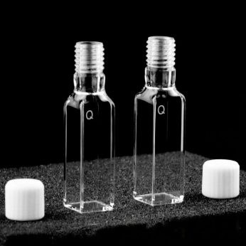 Quartz 10mm Threaded  Cuvette, 3.5ml, Molded 83, Four-Way Light, Screw Cap, Pack of Two, C104TE1