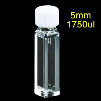 Quartz 10mm Fluorescence Micro Cuvette, 1.75ml, Molded 83, Four-Way Light, Screw Cap, 1pc/ea, C104TE12