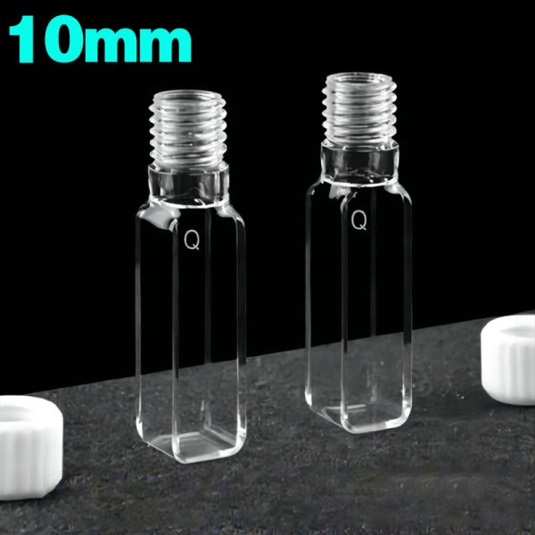 C104TE16 10mm Large Screw Cap Cuvette 3.5ml Four Way Light Screw Cap Pack of Two