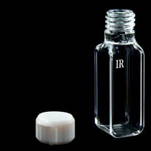 IR Quartz (JGS3) 10mm Low-Profile Screw-Cap Cuvette, 2.5ml, Molded 83, Four-Way Light, Screw Cap, 1pc/ea, C104TE6