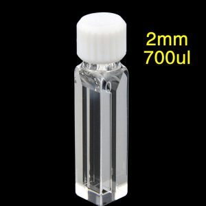 Quartz 10mm Fluorescence Micro Cuvette, 0.7ml, Molded 83, Four-Way Light, Screw Cap, 1pc/ea, C104TE9