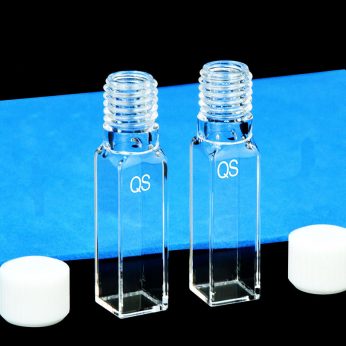 Quartz 10mm Threaded  Cuvette, 3.5ml, Molded 0.01, Four-Way Light, Screw Cap, Pack of Two, C104TF1