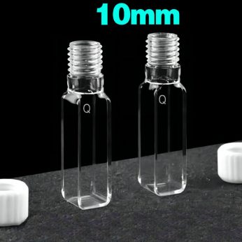 Quartz 10mm Threaded Cuvette, 3.5ml, Molded 83, Four-Way Light, Screw Cap, Pack of Two, C104TQE1