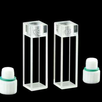 Quartz 10mm Internal Screw Neck Cuvette, 3.5ml, Sintered 83, Four-Way Light, Screw Cap, Pack of Two, C104TR1