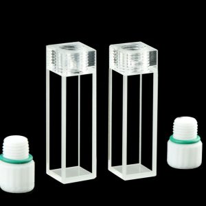 Quartz 10mm Fluorescent Screw-Cap Cuvette, 3.5ml, Sintered 83, Four-Way Light, Screw Cap, Pack of Two, C104TR7