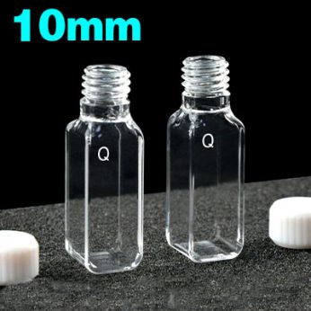 Quartz 10mm Threaded Cuvette, 2.5ml, Standard 80, four-Way Light, Screw Cap, Pack of Two, C104TS1