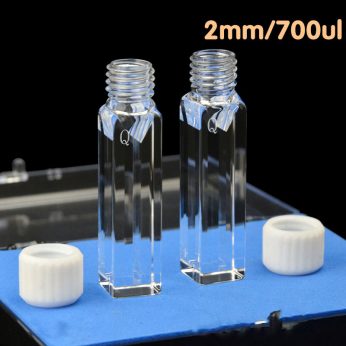 Quartz 10mm Micro-Volume Fluorescence 
Cuvette, 700ul, Standard 80, Four-Way Light, Screw Cap, Pack of Two, C104TS15