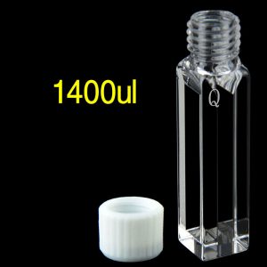 Quartz 10mm Micro-Volume Fluorescence Cuvette, 1400ul, Standard 80, Four-Way Light, Screw Cap, 1pc/ea, C104TS16