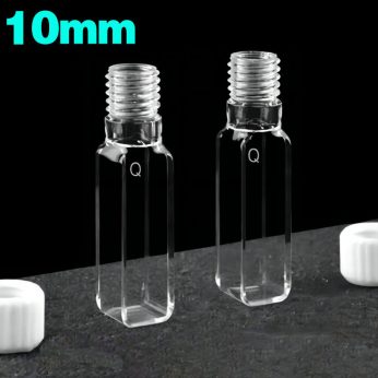 Quartz 10mm Threaded  Cuvette, 3.5ml, Standard 80, Four-Way Light, Screw Cap, Pack of Two, C104TS5