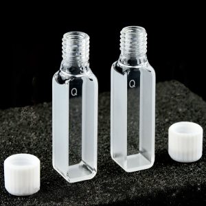 Quartz 10mm Threaded Cuvette, 3.5ml, Molded 83, Two-Way Light, Screw Cap, Pack of Two, C104TS7