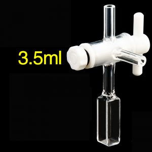 Quartz 10mm Round-Bottom Fluorescence Flow Cuvette, 3.5ml, Molded 83, Four-Way Light, PTFE Valve, 1pc/ea, C104WE