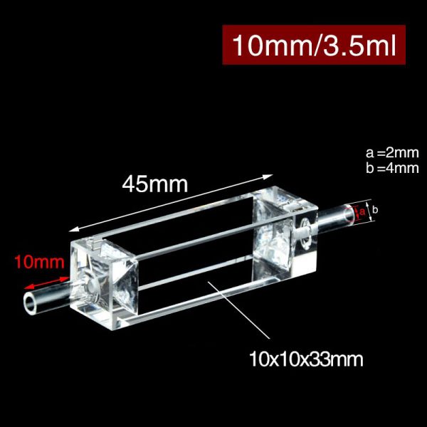 C104WS9 10mm 4mm OD Diameter Flow Cuvette 3.5ml Four Way Light 1pc ea