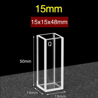 Quartz 15mm Quartz Fluorescence Cuvette, 8.6ml, Sintered 83, Five-Way Light, PTFE Cap, 1pc/ea, C155CR