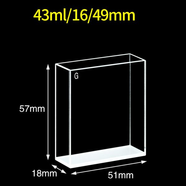 C164CC 16 49mm Custom Glass Cuvette 43ml Four Way Light PTFE Cap 1pc ea