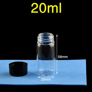 Quartz Screw-Cap Bottle, 20ml, Ø28×58mm, JGS2, PP Cap with PTFE Gasket, 1pc/ea, C201TS