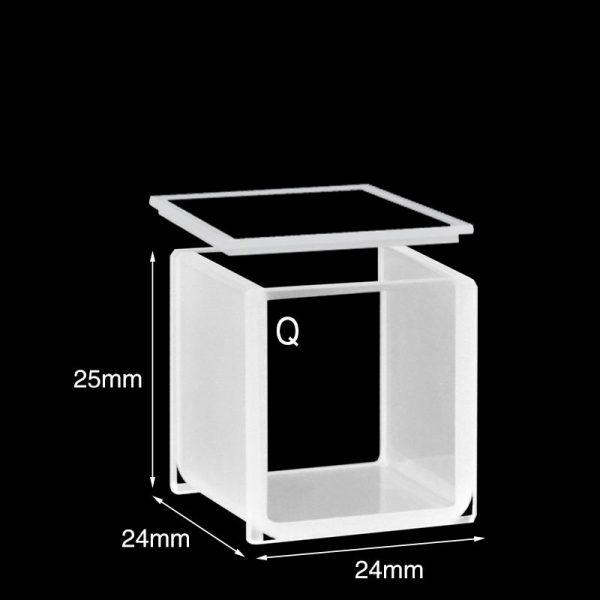 C202CR11 20mm Standard Cuvette With Lid 8ml Two way Light Quartz Cover 1pc ea