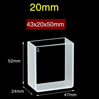 Quartz 20mm Large-Capacity Large-Area 
Optical Sample Cell, 35ml, Sintered 83, Two-way Light, PTFE Cap, 1pc/ea, C202CR2