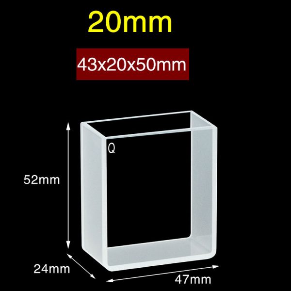 C202CR3 20mm Quartz Two Way Cuvette 34.4ml Two way Light PTFE Cap 1pc ea