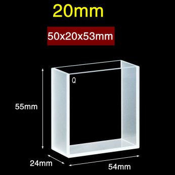 Quartz 20mm Quartz Two-Way Cuvette, 42.4ml, Sintered 83, Two-way Light, PTFE Cap, 1pc/ea, C202CR4